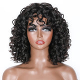 Flash Sale Bouncy Curl Short Bob Wigs With Bangs No Lace No Glue Human Hair Wigs