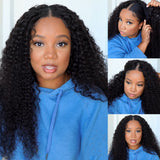 【20”=$59】Sunber Effortless To Put On Curly V Part Wig Human Hair No Leave Out Glueless Wigs Flash Sale
