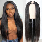 Sunber U Part Human Hair Wigs Silky Straight Glueless Wigs