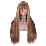 Sunber TL4/12 Honey Blonde Highlight Machine Made Wig With Bangs