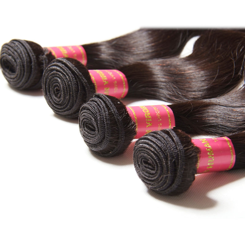 Peruvian Straight Hair Weave 3 Bundles with 360 Lace Frontal, 100% Human Virgin Hair - Sunberhair
