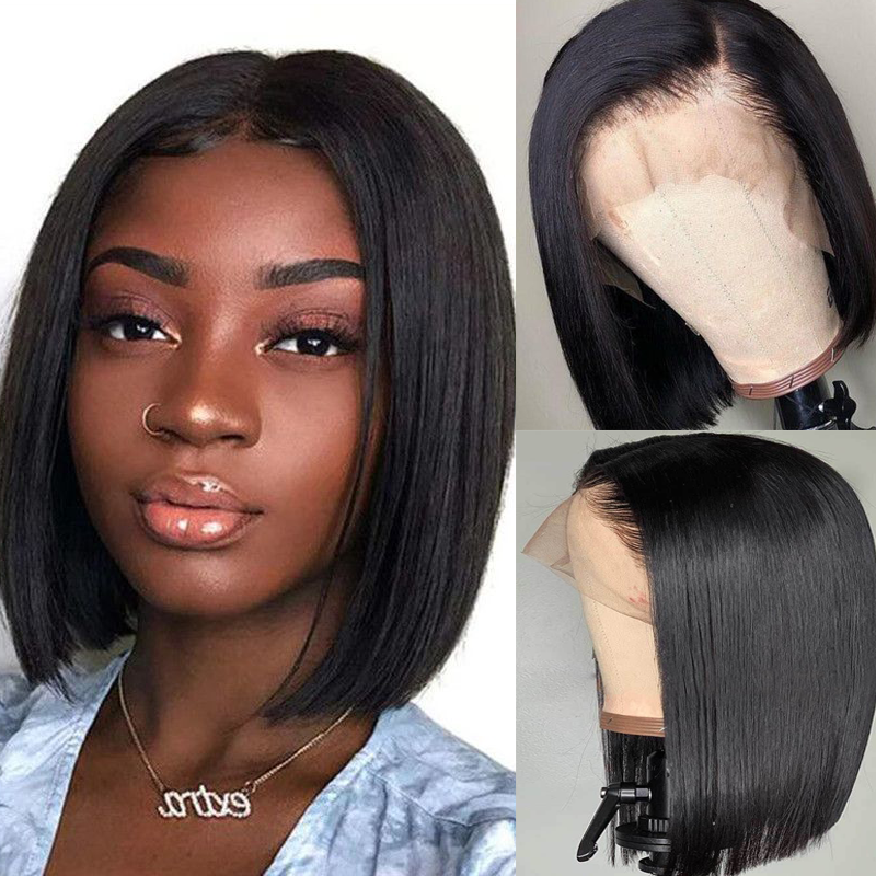 Sunber 13x4 Lace Front Wigs Short Straight Bob Virgin Human Hair Wigs With Pre Plucked Hairline 150% Density