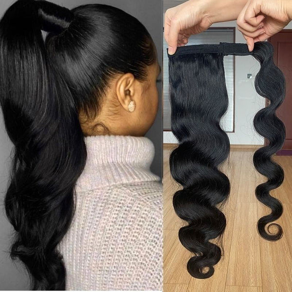 Flash Sale Sunber High Ponytail With Clip In Wrap-around Body Wave Ponytail Extension Human Hair