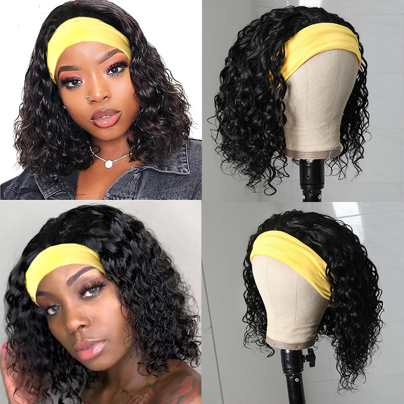 Sunber Headband Bob Wigs Water Wave Glueless Human Hair Wigs 150% Density Easy Wear & Go Wigs