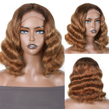 Sunber Loose Deep Wave 4*4 Lace Closure Wig Ombre Ginger Color With Brown Roots Human Hair