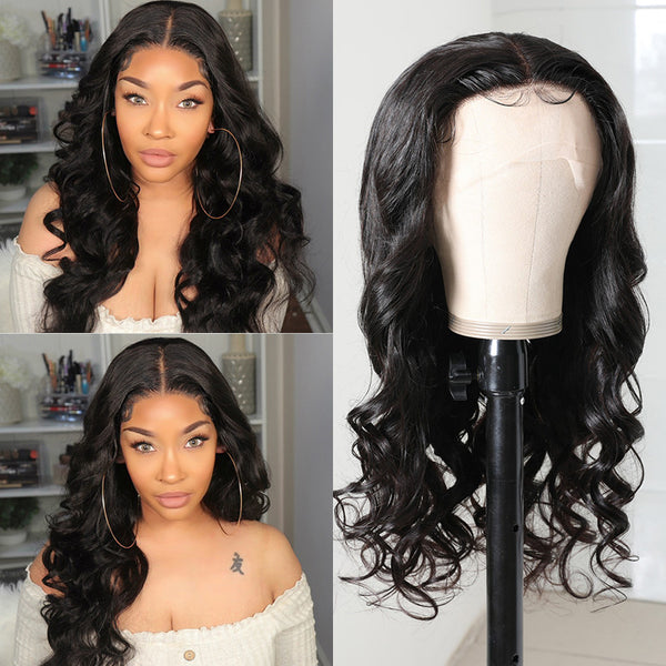 Sunber Body Wave Human Hair Wigs Three Part Lace Wig 150% Density Hand tied Lace Part with Realistic Baby Hair