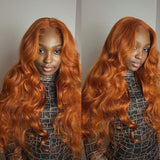 BOGO Sunber Ginger Orange Body Wave Lace Part Wigs Pre-Plucked Human Hair Cinnamon Color Wigs