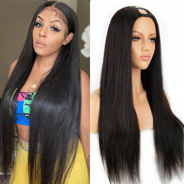 BOGO Buy Straight U Part Wig Get Free 1 Bundle Human Hair Weave Flash Sale