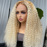 Sunber Ombre Blonde 13 By 4 Curly Wig With Light Dark Roots Human Hair