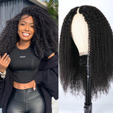 Sunber Kinky Curly V Part Wigs No Leave Out Natural Scalp Protective Upgrade U part Human Hair Wigs