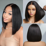 Flash Sale Sunber Middle Part Blunt Cut Short Bob Lace Front Wig Human hair
