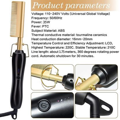 2500 Points Redeem 3 in 1 Hot Comb Hair Straightener  Multifunctional Copper Hair Straightener Brush Straightening Comb