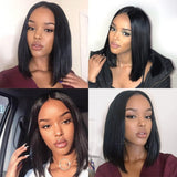 Sunber No Gel No Glue Short Bob V Part Lace Wig 0 Skill Human Hair Wigs