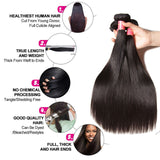 Sunber Hair 3 Bundles Straight Hair With 4*4 Transparent Lace Closure