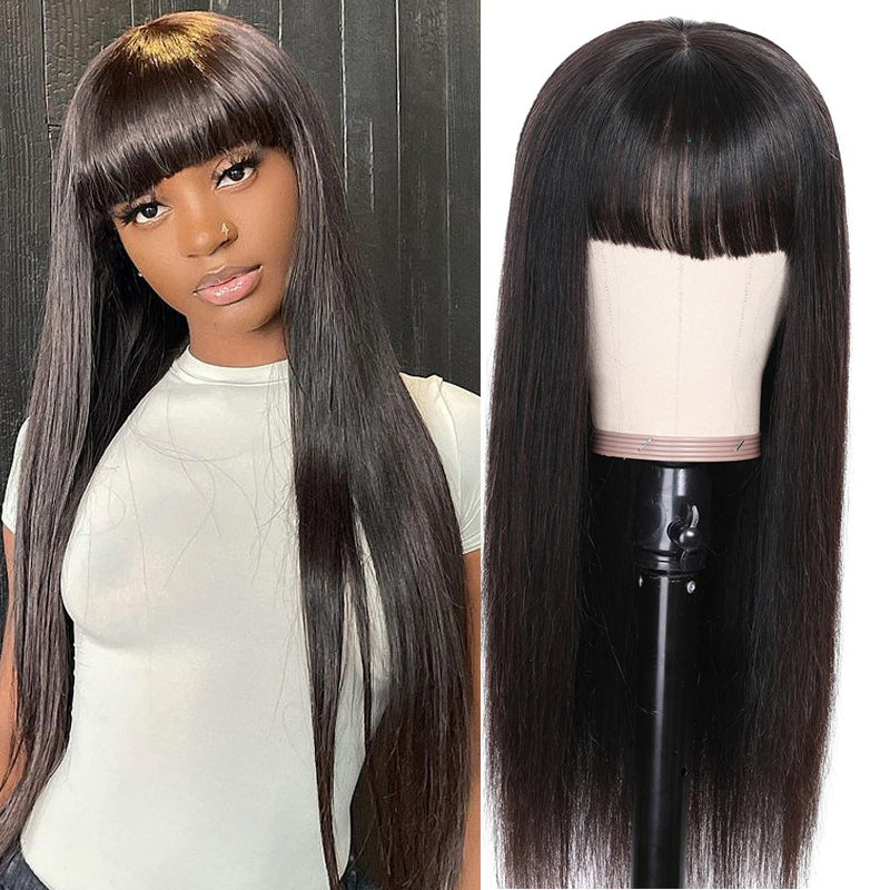 Sunber 13 By 4 Transparent Lace Front Human Hair Wigs With Bangs Real Human Hair