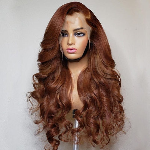 【22”=$98】Flash Sale Sunber Reddish Brown Body Wave 13*4 Lace Front Wigs And Lace Part Wig Pre-Plucked With Babyhair