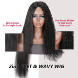 Sunber 2 In 1 Dry Straight And Wet Curly V Part Wigs High Quality Human Hair Wigs