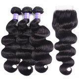 Sunber Malaysian Body Wave 3 Bundles Weaves with 4x4 Lace Closure Affordable Remy Human Hair