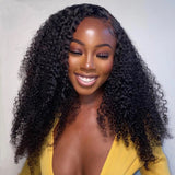 Sunber Afro Kinky Curly 5x5 HD Transparent Lace Closure Wig 180% Density Glueless Human Hair Wig