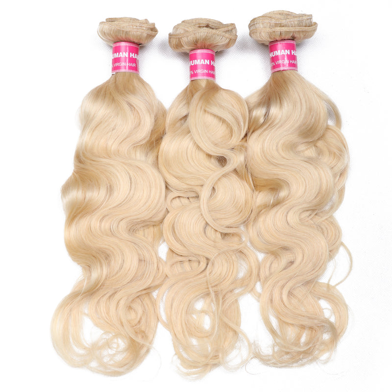 Sunber Hair Blonde 613 Hair Weave 3 Bundles Body Wave Virgin Human Hair Weft