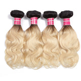 Sunber Hair 4 Bundles T1b/613 Color Ombre Body Wave 100% Virgin Human Hair Weaves