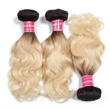 Sunber Hair Body Wave 3 Bundles T1b/613 Color Ombre Hair 100% Virgin Human Hair Weaves