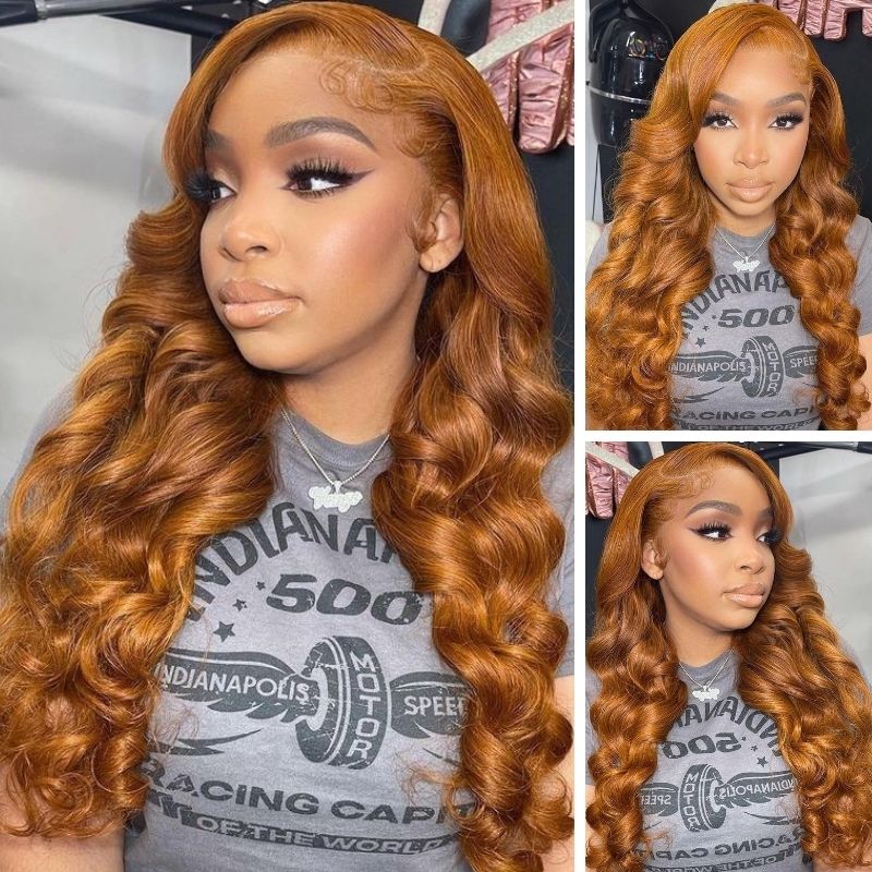 Sunber Fabulous Ginger Brown Color Body Wave Lace Front Wigs 100% Human Hair