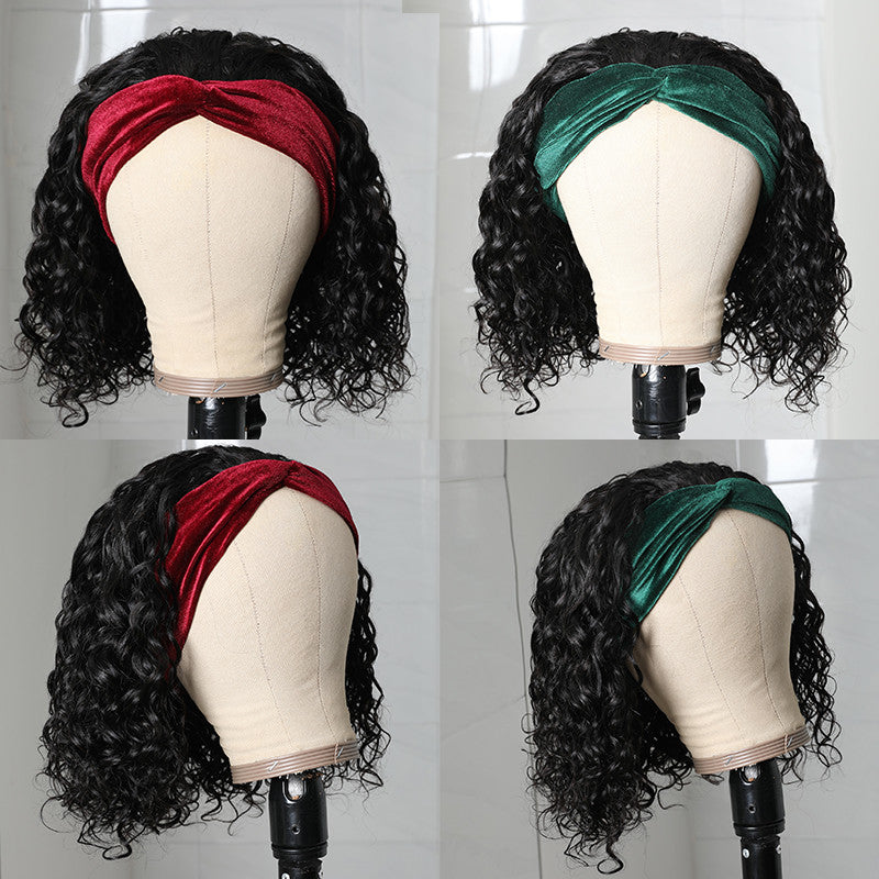 Sunber Headband Bob Wigs Water Wave Glueless Human Hair Wigs 150% Density Easy Wear & Go Wigs