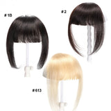 Sunber Hair Clip In Blunt Bangs with Temples One-piece Front Neat Hair Bangs Extension Front Neat Full Tied Hair Bangs in 3 Colors