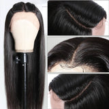 Sunber Upgrade Three Part Lace Wigs Natural Hairline Hand-Tied Double U Shape Long Straight Human Hair Wigs