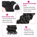 Sunber Natural Black  4Bundles Human Hair Weaves With  Natural Wave Hair