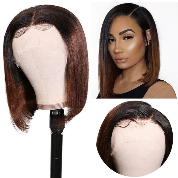 Sunber Ombre Hair Wig 13*4 Lace Front T1b4 Short Bob Wig Preplucked For Black Women