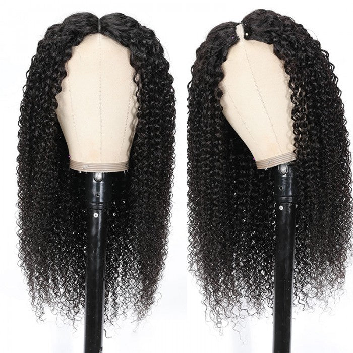 Sunber 2 In 1 Dry Straight And Wet Curly V Part Wigs High Quality Human Hair Wigs