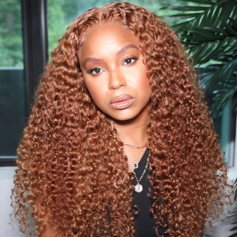 【13*4 Lace=$79】Flash Sale Sunber Precolored Ginger Brown 13×4 Lace Front Wig Jerry Curly Human Hair Wigs