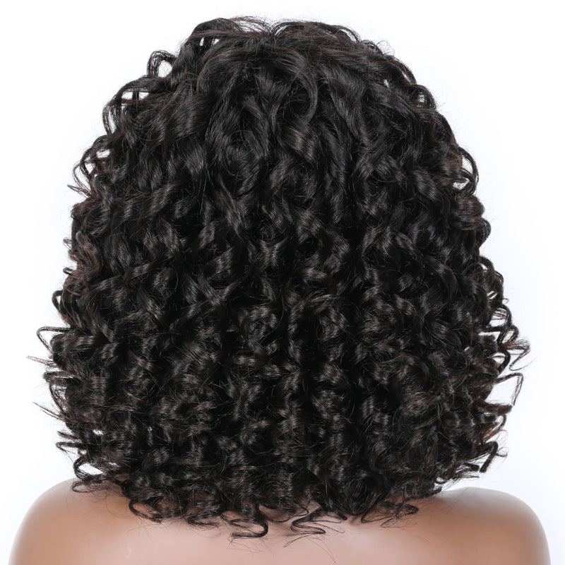 Flash Sale Bouncy Curl Short Bob Wigs With Bangs No Lace No Glue Human Hair Wigs