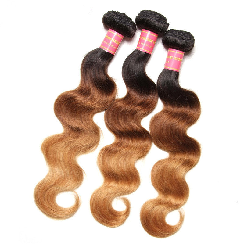 1 Bundle Ombre  Body Wave Hair #T1b/4/27 Ombre Brown Virgin Hair, 16"-26" - Sunberhair