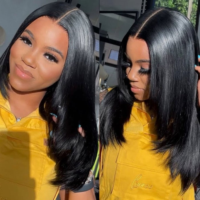 70% Off Sunber Flash Sale 90's Vibe Layered Haircut Wig Human Hair Bone Straight 13x4 Lace Front Wigs