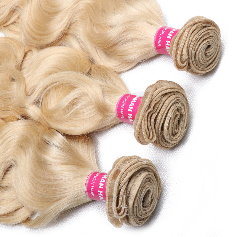 Sunber Hair Blonde 613 Hair Weave 3 Bundles Body Wave Virgin Human Hair Weft