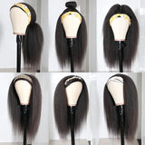 Sunber High-Quality Kinky Straight Human Hair Half Wigs For Women Glueless Wigs with Random Gift Headband