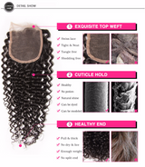 Malaysian Virgin Curly Hair 3 Bundles with 4"*4" Lace Closure, #1B Natural Black Color - Sunberhair