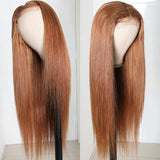 Flash Sale $99 Get 20" Highlight Ginger Brown Lace Part Wigs Straight Human Hair Wigs