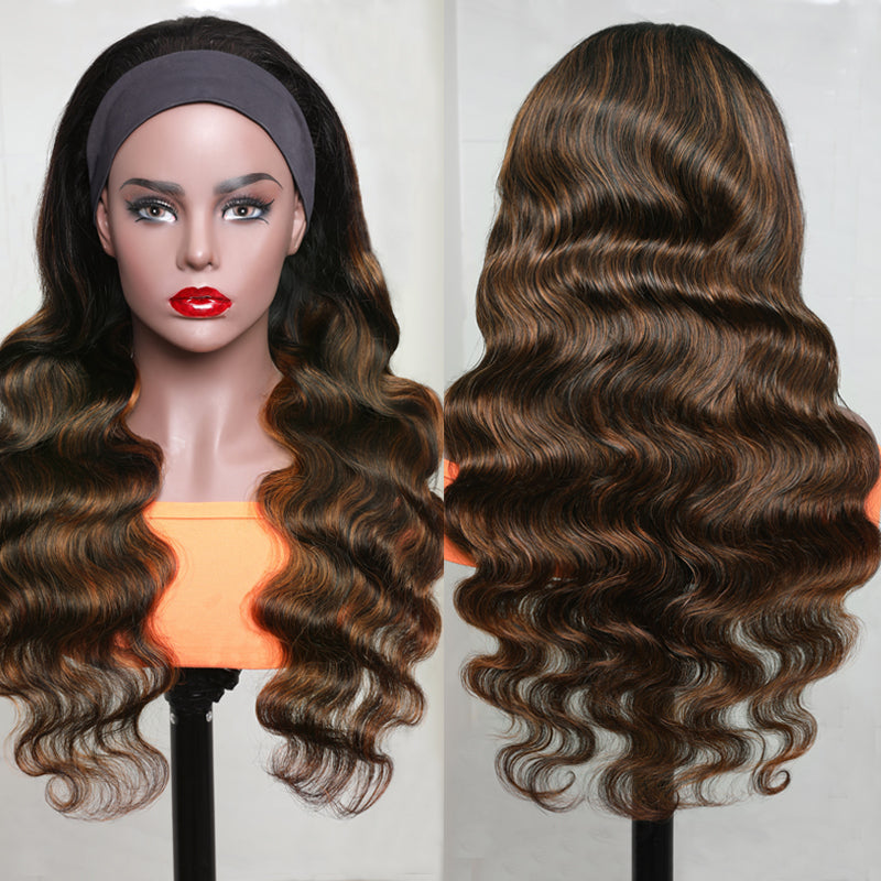 Flash Sale Sunber Balayage Highlight Dark Roots Body Wave Wear And Go Glueless Headband Wigs