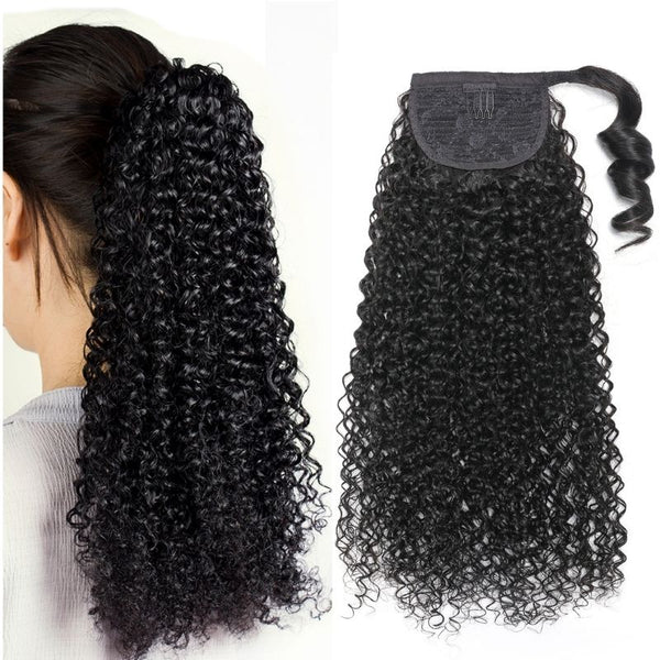 Sunber Jerry Curly Clip in Ponytail Hair Extensions Human Hair