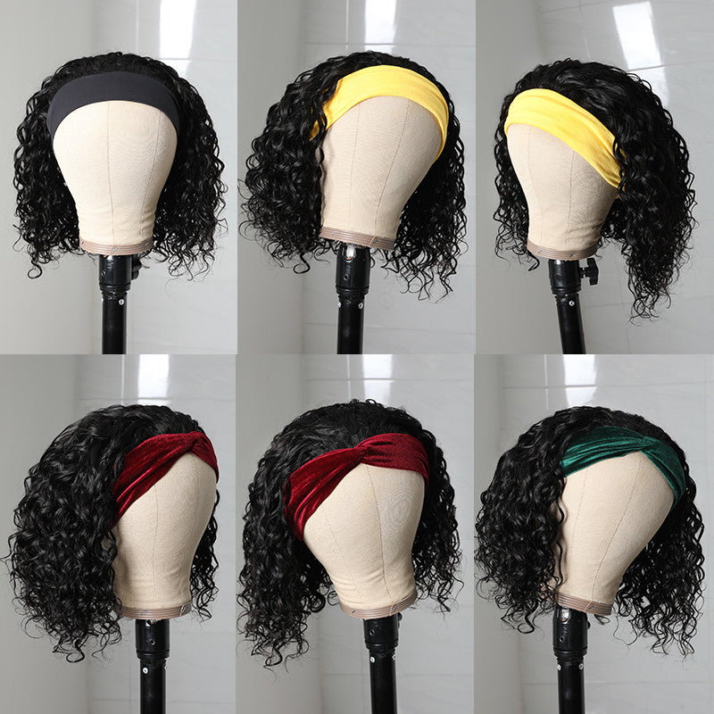 Sunber Headband Bob Wigs Water Wave Glueless Human Hair Wigs 150% Density Easy Wear & Go Wigs