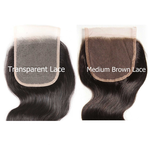 Sunber High Quality  4x4 Transparent Lace Closure Body Wave Free Part Human Hair