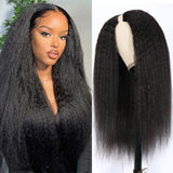 Flash Sale Sunber 180% Density Small Head Friednly Kinky Straight V Part Wigs Versatile No Leave Out Yaki Straight Human Hair Wigs