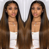 Sunber Ombre Balayage Highlight Silk Straight 5*2.5 Lace Closure Upgrade V/U Part Human Hair Wigs