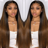 Sunber Ombre Balayage Highlight Silk Straight V Part Wigs Flash Sale