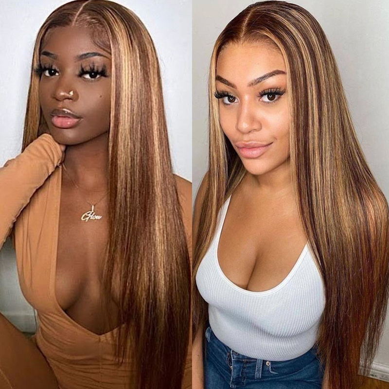 Flash Sale Sunber Blonde Highlight Bone Straight Lace Wig Real Human Hair
