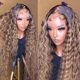 Sunber $100 Off Honey Blonde Highlight Lace Front Curly  Wigs 100% Human Hair Wig